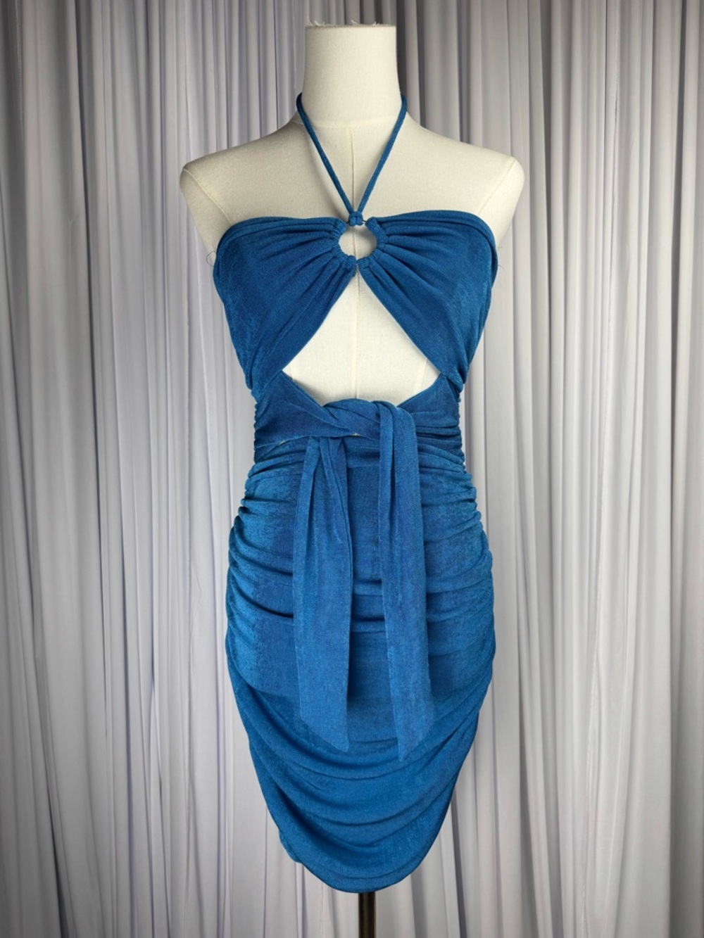Princess Polly Loriella Blue Halter Mini Dress US Size 4 NWT